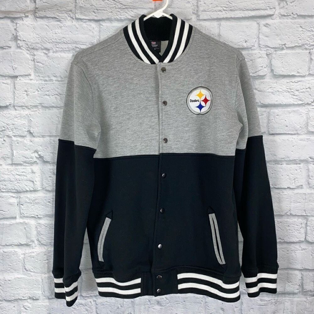 NFL Team Apparel Pittsburgh Steelers button up varsity jacket Paz youth 18 - Picture 1 of 5
